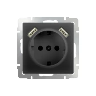 Розетка Werkel W1171508/ Розетка с заземлением, шторками и USBx2 (черный матовый) - фото 2