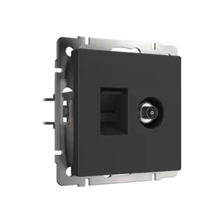 Розетка Werkel W1181308/ Розетка TB+Ethernet RJ-45 6 cat.(черный матовый) - фото 1