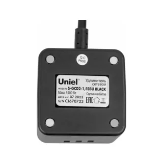 S-GCD2-1,5SBU BLACK Удлинитель серии Standard, с/з, шнур 1,5м, 2 гнезда, 3 USB, 16А. Черный. ТМ Uniel - фото 8