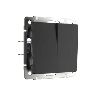 Выключатель Werkel W1122008/ Выключатель двухклавишный проходной (черный матовый) - фото 1