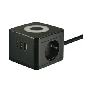 S-GCD2-1,5SBU BLACK Удлинитель серии Standard, с/з, шнур 1,5м, 2 гнезда, 3 USB, 16А. Черный. ТМ Uniel - фото 2