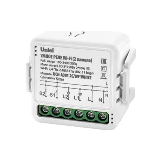 Реле умное Wi-Fi Uniel UCH-A301 2C/WF WHITE - фото 1