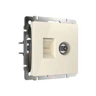 Розетка Werkel W1181303/ Розетка TB+Ethernet RJ-45 6 cat.(слоновая кость) - фото 1
