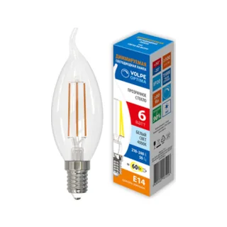 Лампочка светодиодная филаментная Optima Филамент Dim LED-CW35-6W/4000K/E14/CL/DIM/SLF - фото 3