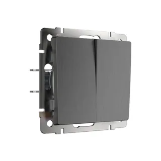 Выключатель Werkel W1122004/ Выключатель двухклавишный проходной (графит рифленый) - фото 1