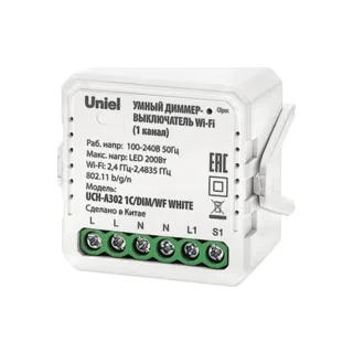 Диммер-выключатель умный Wi-Fi Uniel UCH-A302 1C/DIM/WF WHITE - фото 1