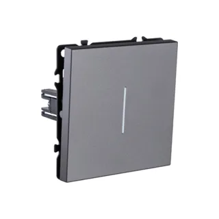 Выключатель кнопочный 1-клавишный 10А/250В с LED подсветкой, серый Kollinger Eclipse EC-012GY - фото 3