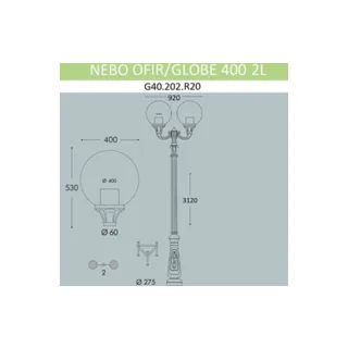 Наземный фонарь Globe 400 G40.202.R20.AYE27 - фото 2