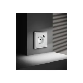 Розетка встраиваемая VOLTUM S70 с заземлением и защитными шторками, 16А, с USB, A+A, (белый матовый) VLS040402 - фото 2