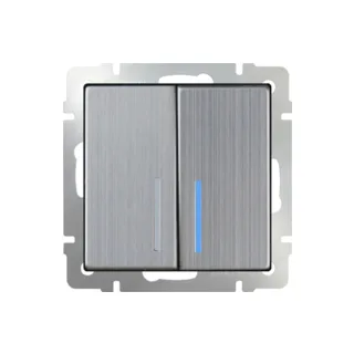 Выключатель Werkel W1120102/ Выключатель двухклавишный с подсветкой (глянцевый никель) - фото 2