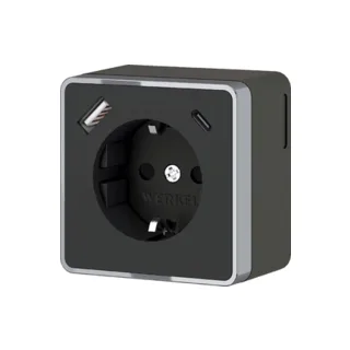 Розетка Werkel W5071735/ Розетка с заземлением, шторками и USB тип A+C Gallant (чёрный хром) - фото 1