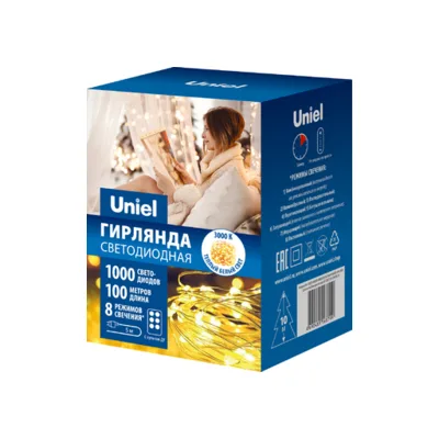 Гирлянда светодиодная Uniel ULD-S10000-1000 (UL-00009944), 100 м, IP44, тёплый белый