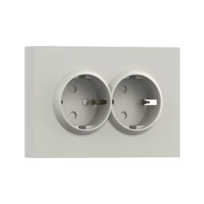 Розетка 220В с заземлением 2-я Donel A07 DB28800-DE22235, со шторками, 16А, на винтах, матовый кашемир