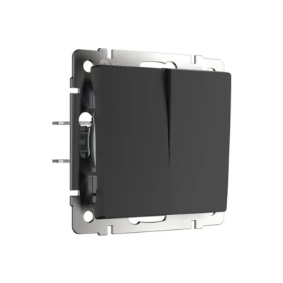 Выключатель Werkel W1122008/ Выключатель двухклавишный проходной (черный матовый)