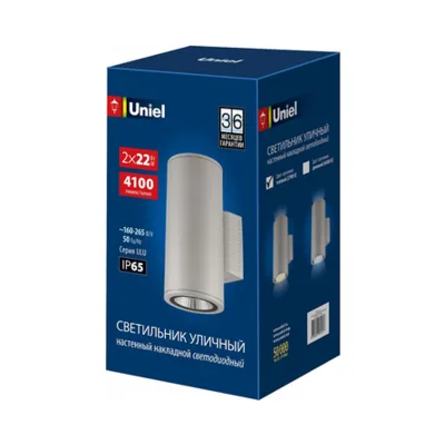 Уличный настенный светильник Uniel ULU-S22D-2x22W/2700K IP65 LIGHT GREY