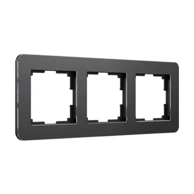 Рамка Werkel Platinum черный алюминий W0032608/ Рамка на 3 поста Platinum (черный алюминий)