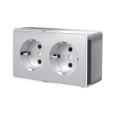 Розетка Werkel W5072106/ Розетка двойная с заземлением Gallant (серебряный)