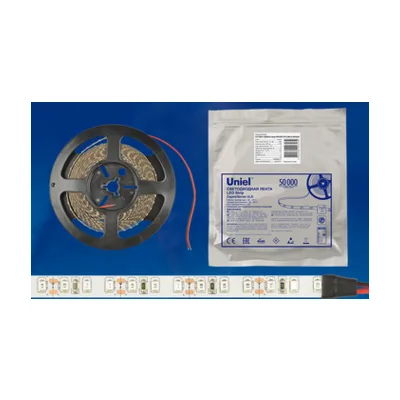 Светодиодная гибкая лента Uniel ULS-2835-60LED/m-10mm-IP68-DC12V-9,6W/m-5M-WW катушка в герметичной упаковке 11043