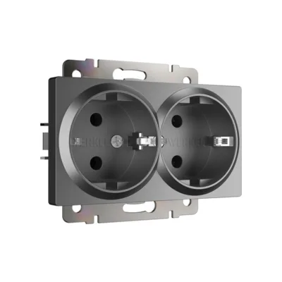 Розетка Werkel W1172064/ Розетка двойная с заземлением (графит матовый)