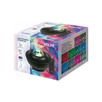 ULI-Q333 6W/RGBW BLACK Светодиодный светильник-проектор с Bluetooth. Проекция Звездное небо. Встроенный MP3 проигрыватель, 2 колонки, U