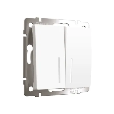 Выключатель Werkel W1122161/ Выключатель двухклавишный проходной с подсветкой (белый матовый)