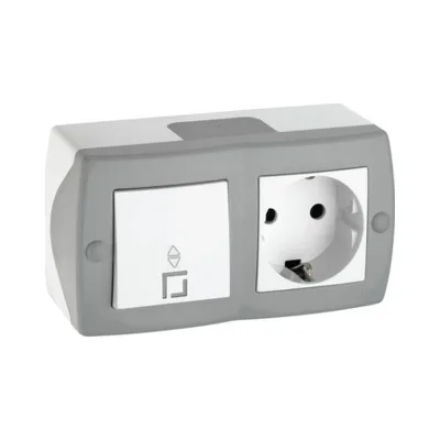 Блок с розеткой и выключателем Mono Electric Octans IP20 104-020001-186