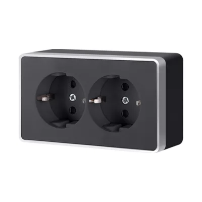 Розетка Werkel W5072134/ Розетка двойная с заземлением Gallant (черный с серебром)