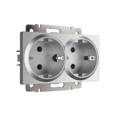 Розетка Werkel W1172006/ Розетка двойная с заземлением (серебряный)