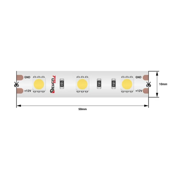 Светодиодная лента DesignLed LUX 5050, 60 шт/м, 14.4 Вт/м, 12 В, IP65, 5 м DSG560-12-W-65