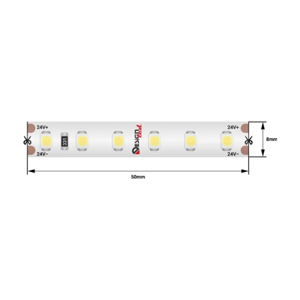Светодиодная лента DesignLed LUX 3528, 120 шт/м, 9.6 Вт/м, 24 В, IP65, 5 м DSG3120-24-W-65