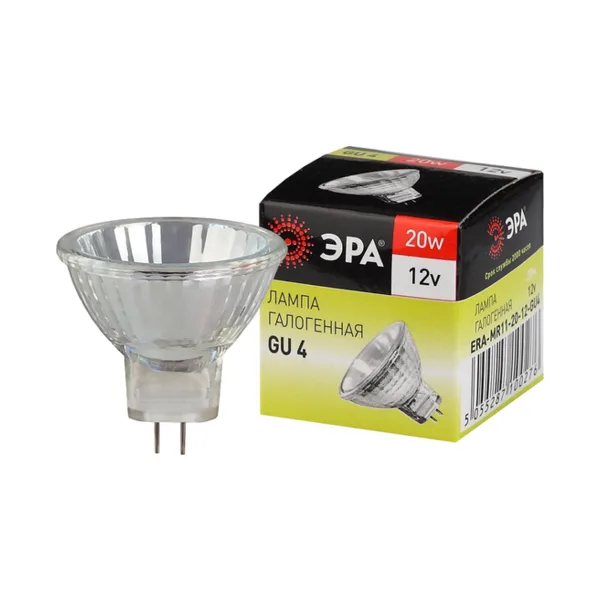 Лампочка галогеновая ЭРА GU4-MR11-20W-12V-30CL