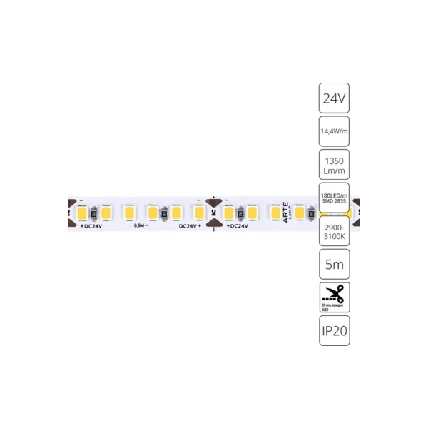 Светодиодная лента Arte Lamp Tape A2418008-01-3K