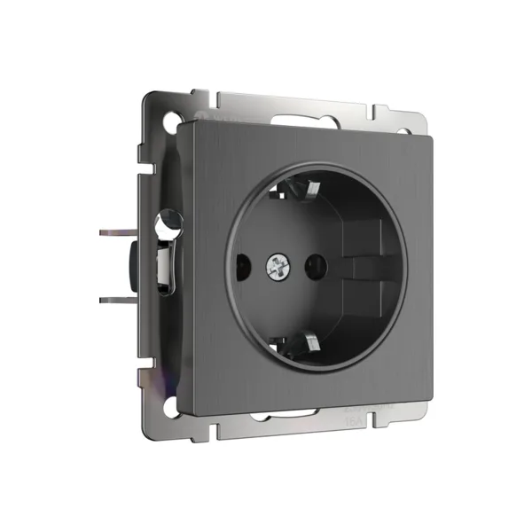 Розетка Werkel W1171104/ Розетка с заземлением и шторками (графит рифленый)