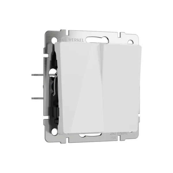 Выключатель Werkel W1123041/ Перекрестный выключатель двухклавишный (белый акрил)