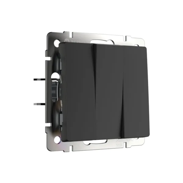 Выключатель Werkel W1130008/ Выключатель трехклавишный (черный матовый)