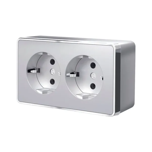 Розетка Werkel W5072106/ Розетка двойная с заземлением Gallant (серебряный)