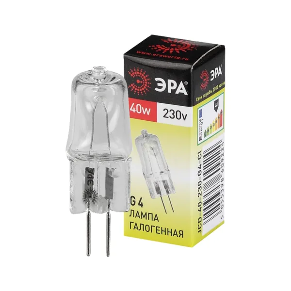 Лампочка галогеновая ЭРА G4-JCD-40W-230V-CL