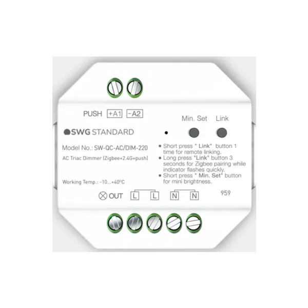 Универсальный диммер TRIAC 220В, Zigbee 3.0 + 2.4G + Push