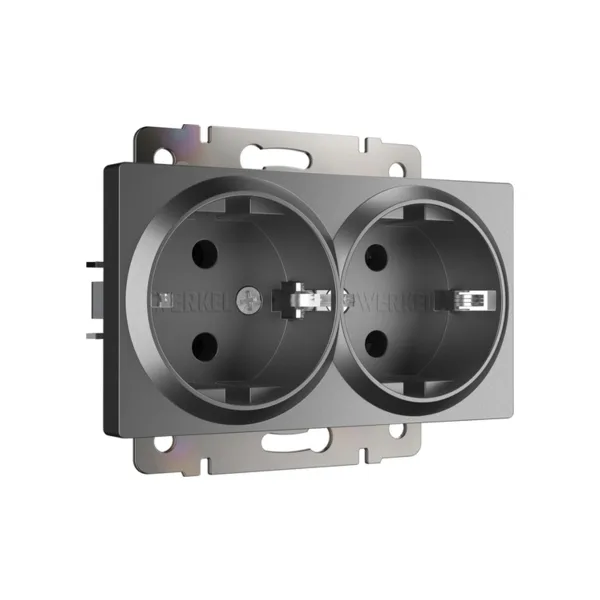 Розетка Werkel W1172064/ Розетка двойная с заземлением (графит матовый)