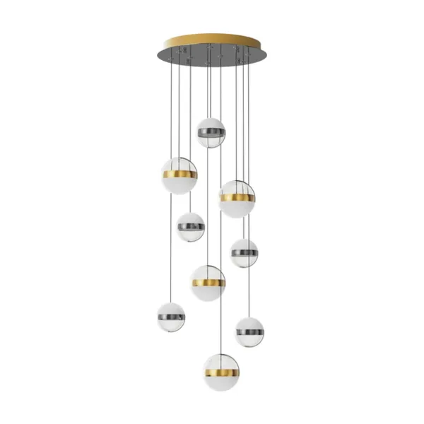 Каскадная люстра Odeon Light Roni 5037/84L, никель/античная бронза/прозрачн/молочный, LED 84 Вт