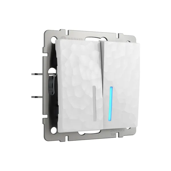 Выключатель Werkel W1220101/ Выключатель двухклавишный с подсветкой (hammer белый)