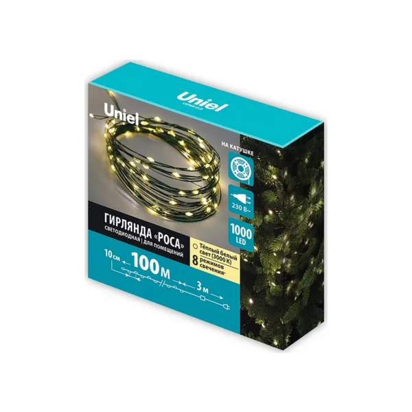 Гирлянда светодиодная Uniel ULD-S10000-1000 (UL-00012089), 10 м, IP20, тёплый белый