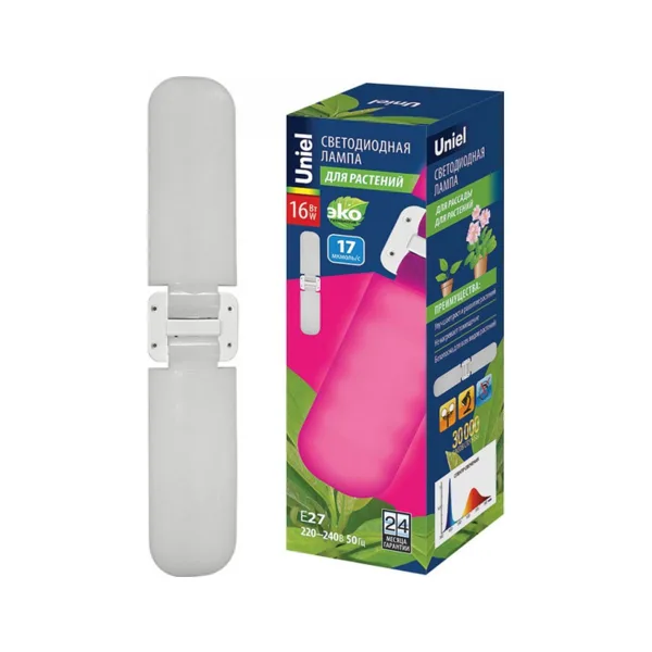 Лампа светодиодная для растений Uniel E27 16W матовая LED-P65-16W/SPSB/E27/FR/P2 PLP32WH