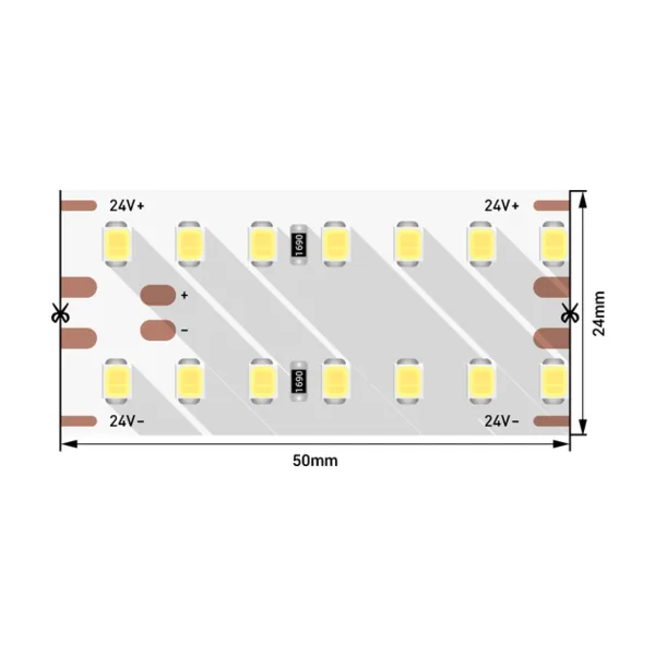 Светодиодная лента DesignLed LUX 2835, 280 шт/м, 25 Вт/м, 24 В, IP33, 2.5 м DSG2280V2-24-NW-33