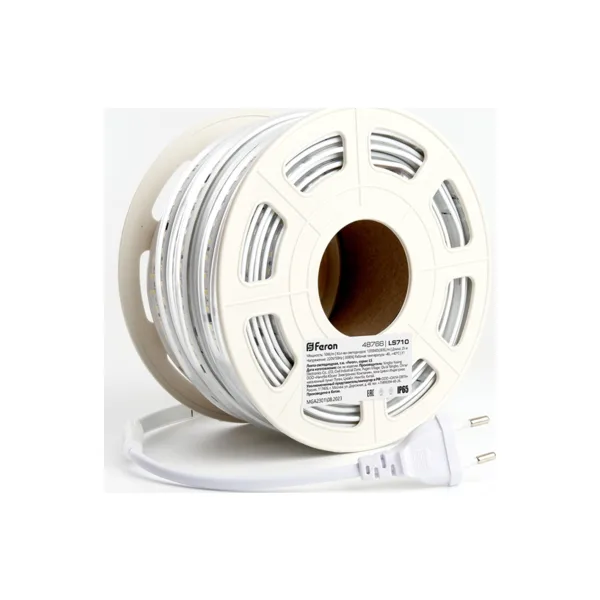 Светодиодная лента Feron LS710 2835, 120 шт/м, 10 Вт/м, 220 В, IP65, 3000 K тёплый белый, 11 мм, 25 м 48766