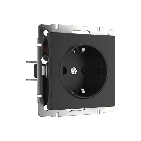 Розетка Werkel W1171008/ Розетка с заземлением (черный матовый)