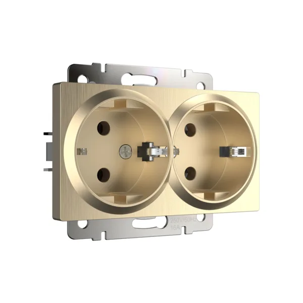 Розетка Werkel W1172010/ Розетка двойная с заземлением (шампань рифленый)