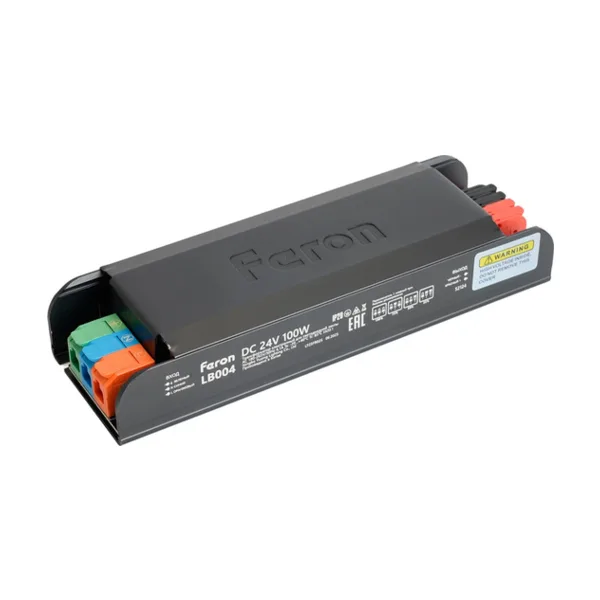Трансформатор для светодиодной ленты с плавным пуском и диммированием 100W 24V IP20 Feron LB004 52124