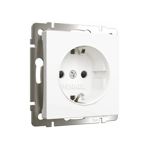 Розетка Werkel W1171161/ Розетка с заземлением и шторками (белый матовый)