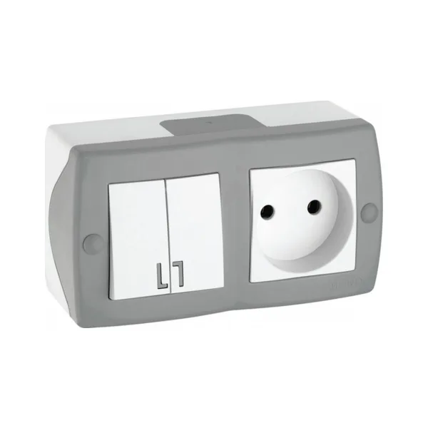Блок с розеткой и выключателем Mono Electric Octans IP20 104-020001-182